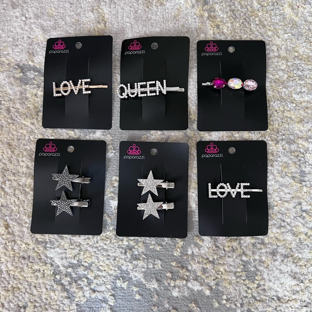 Paparazzi assorted hair clips 6 pieces